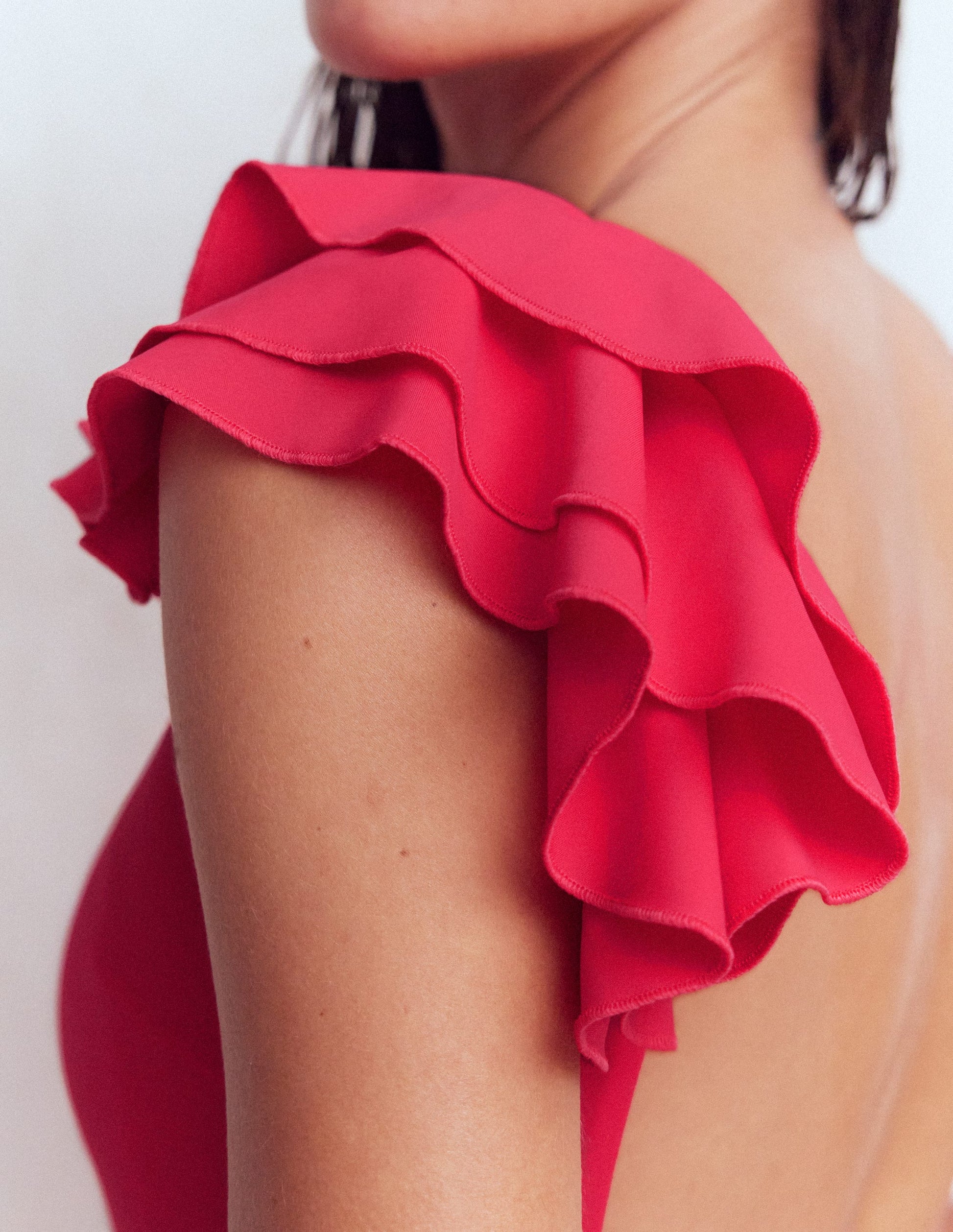 Ruffle Strap Swimsuit-Rosy-3