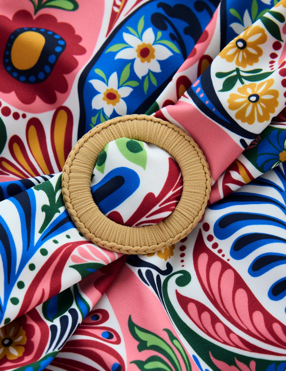 Sorrento Badeanzug mit Ring-Schärpe-Bunt, Verwunschenes Paisleymuster-7