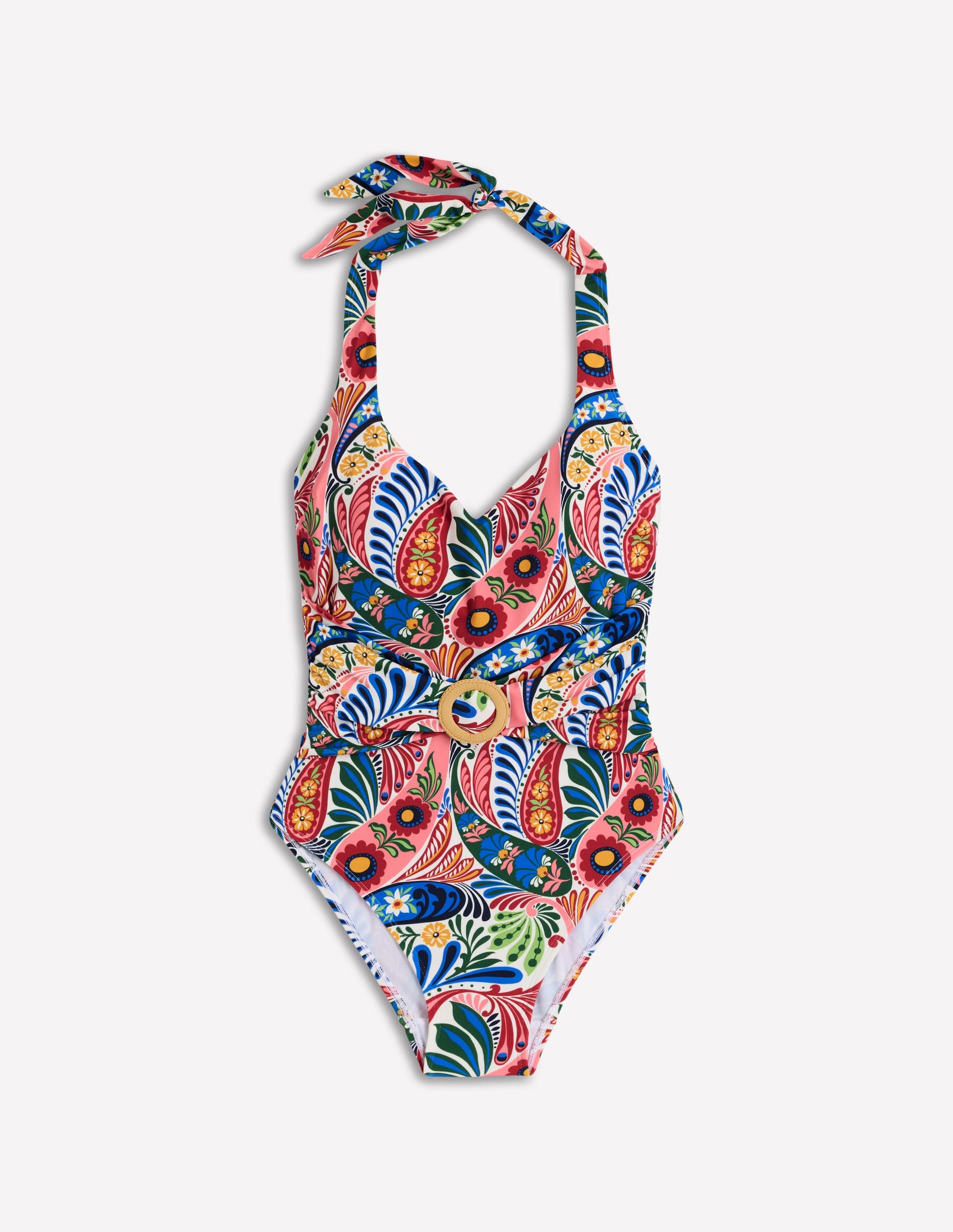 Sorrento Badeanzug mit Ring-Schärpe-Bunt, Verwunschenes Paisleymuster-6