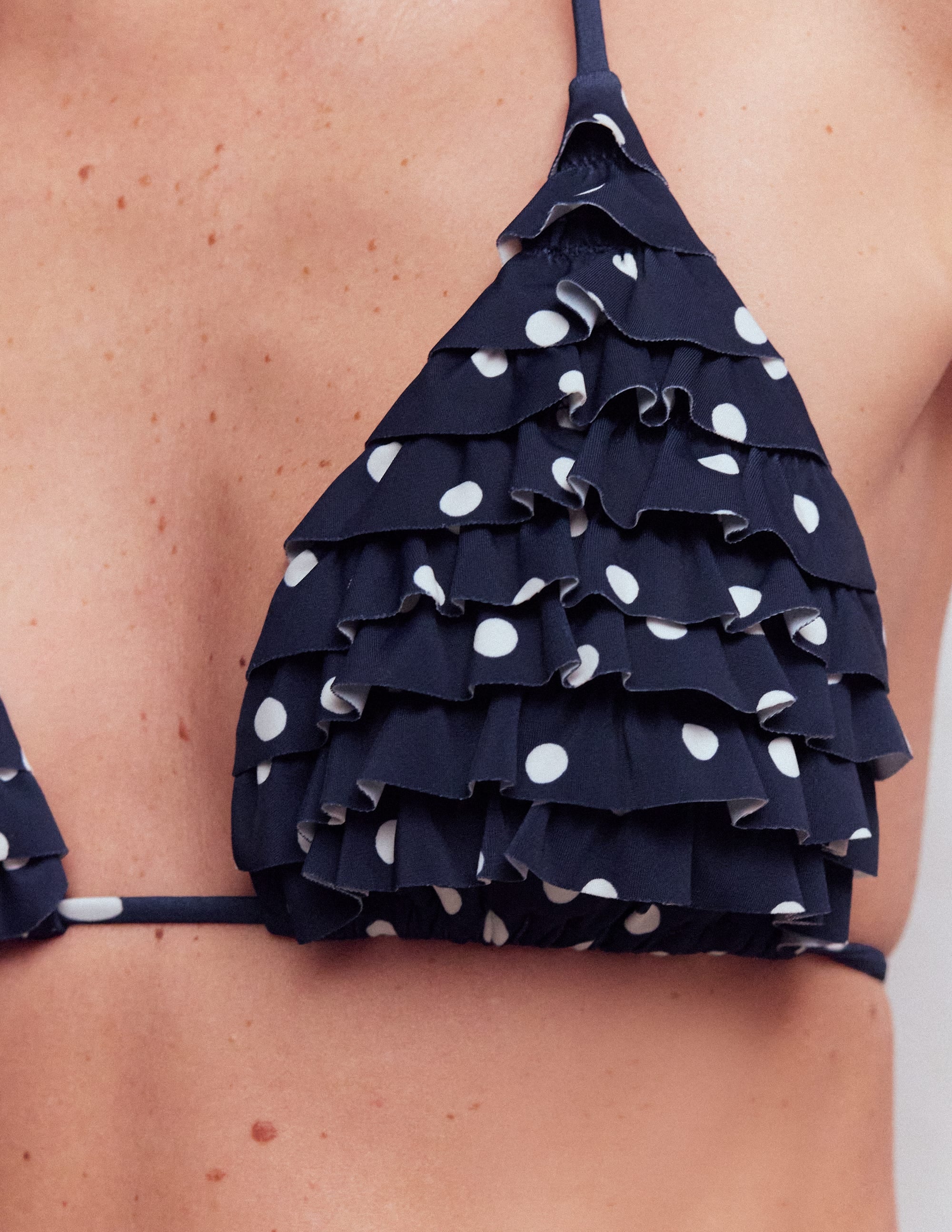 Haut de bikini à volants-Pois Bleu Marine sur Pois - Image 2