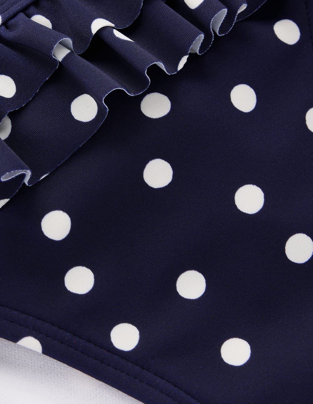 Bas de bikini à volants-Bleu marine foncé, pois peints - Image 7