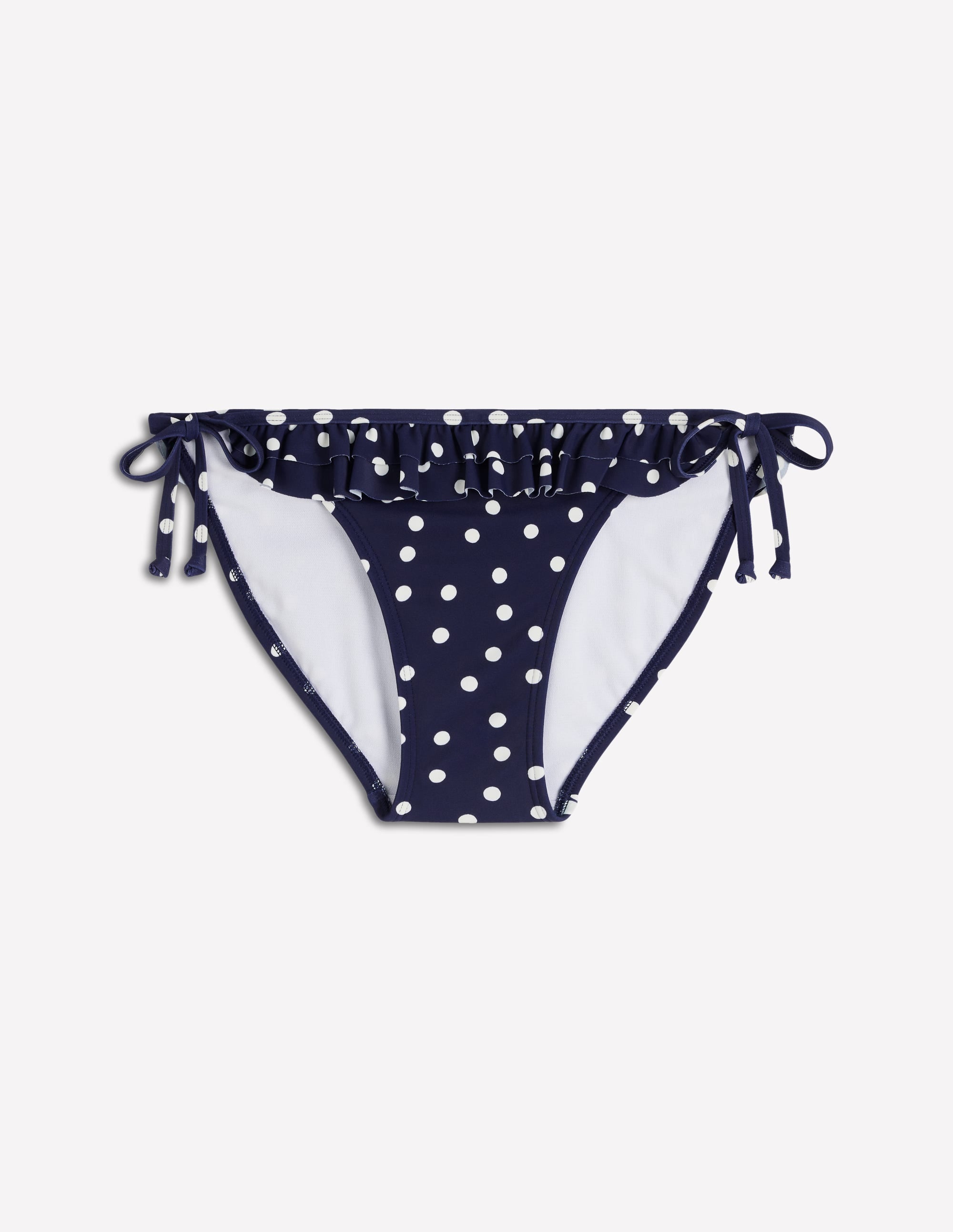 Bas de bikini à volants-Bleu marine foncé, pois peints - Image 6