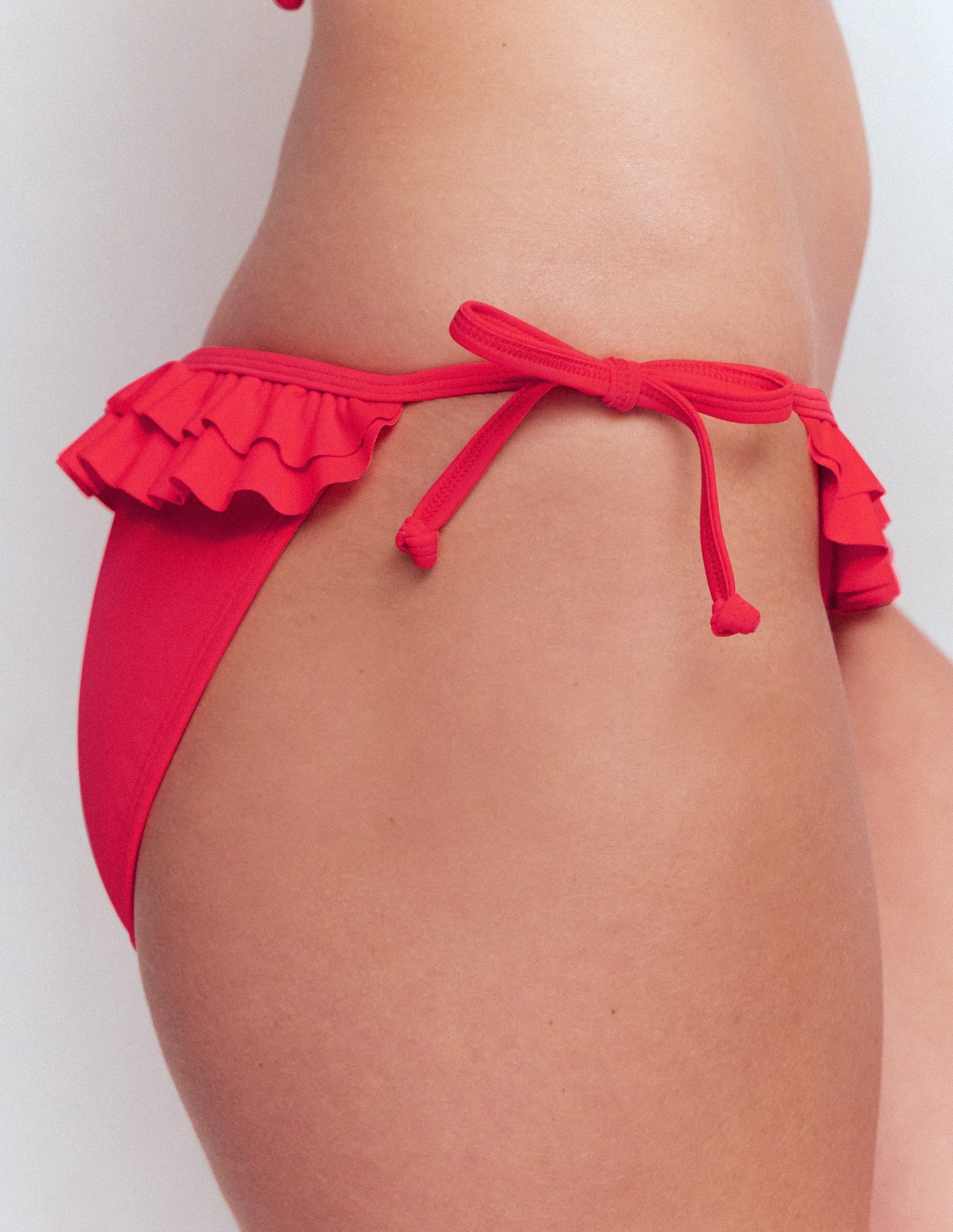 Bikinihose mit Rüschen-Feuriges Korallenrot-3