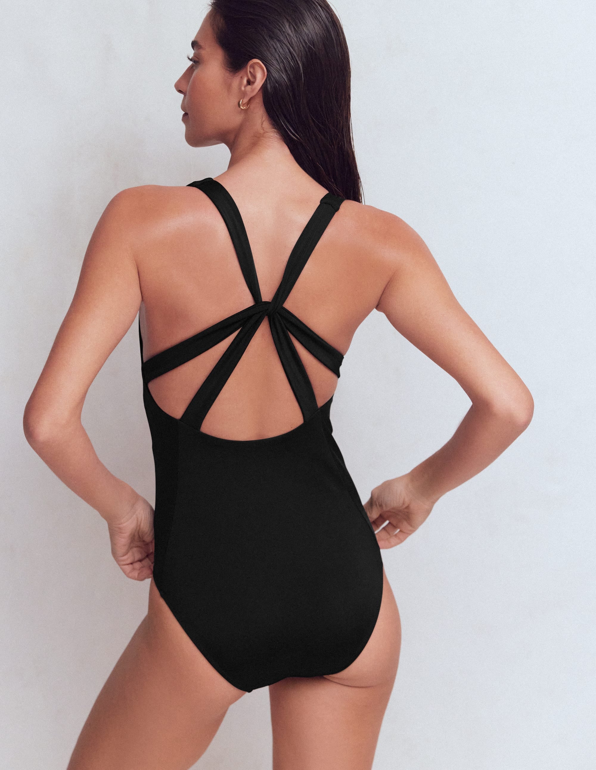 Maillot de bain avec bretelles à détails-Noir - Image 3