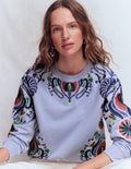 Sweat Emi brodé-Broderie bleu clair