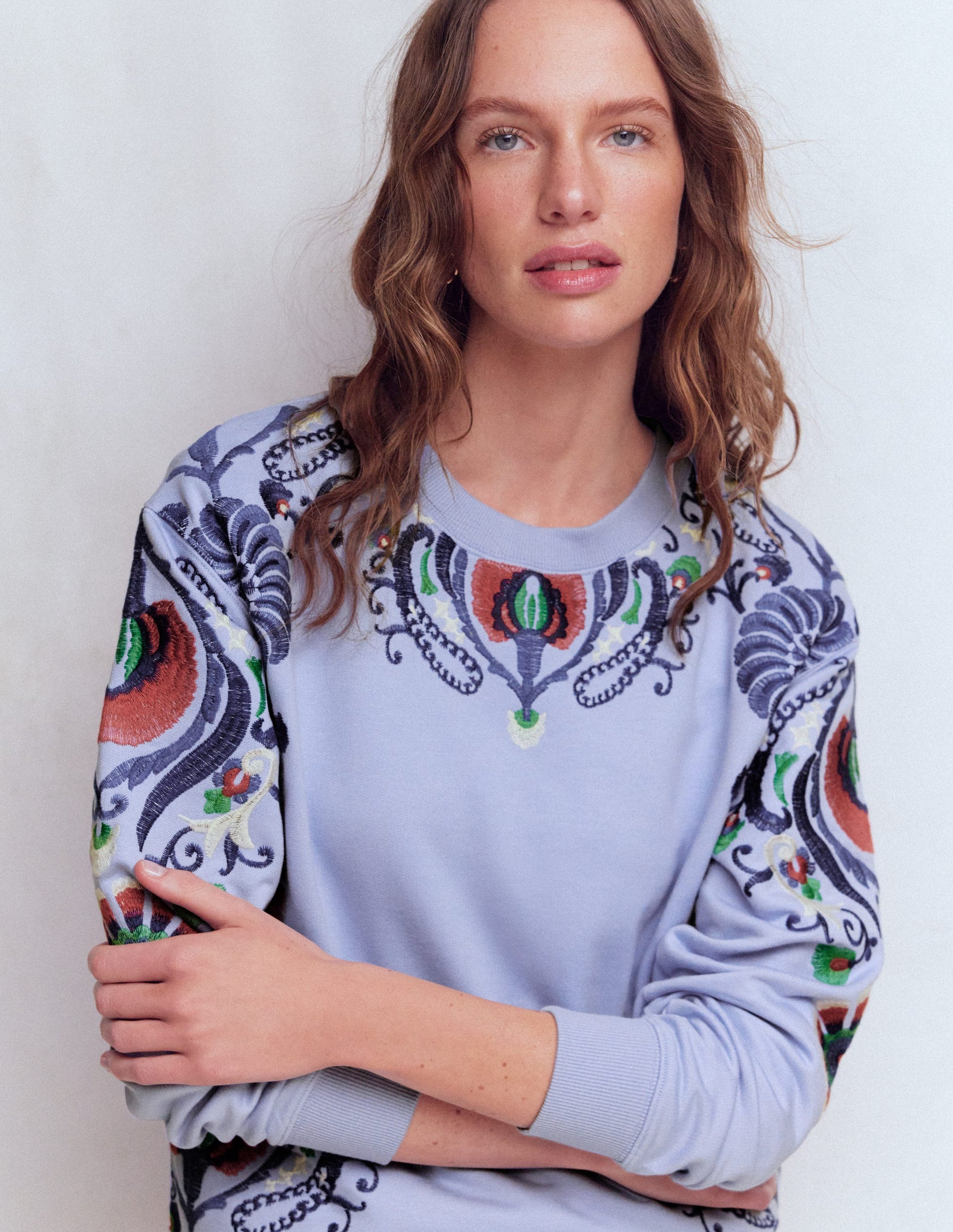 Emi Embroidered Sweatshirt-Light Blue Embroidery-5
