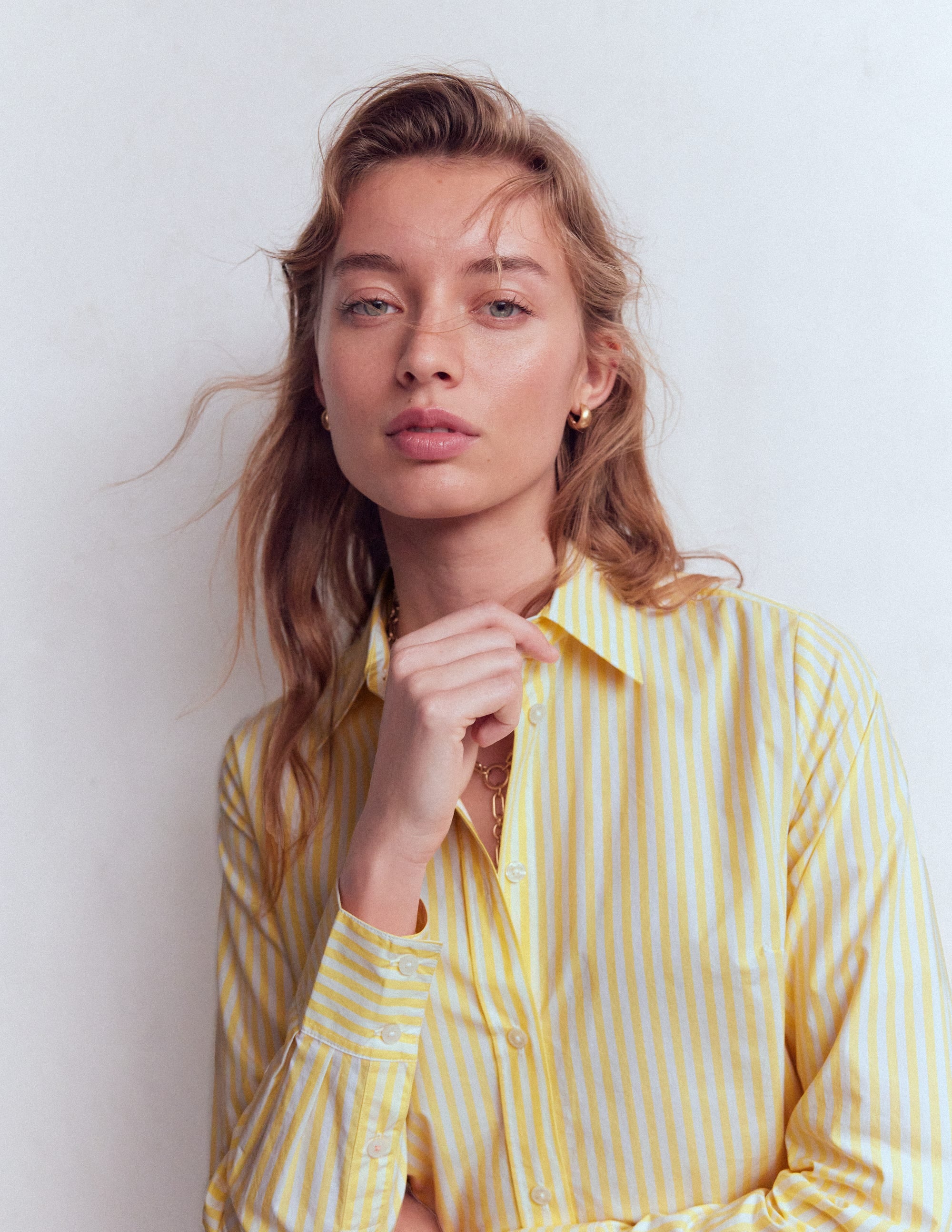 Chemise Sienna en coton-Rayé fin jaune - Image 2