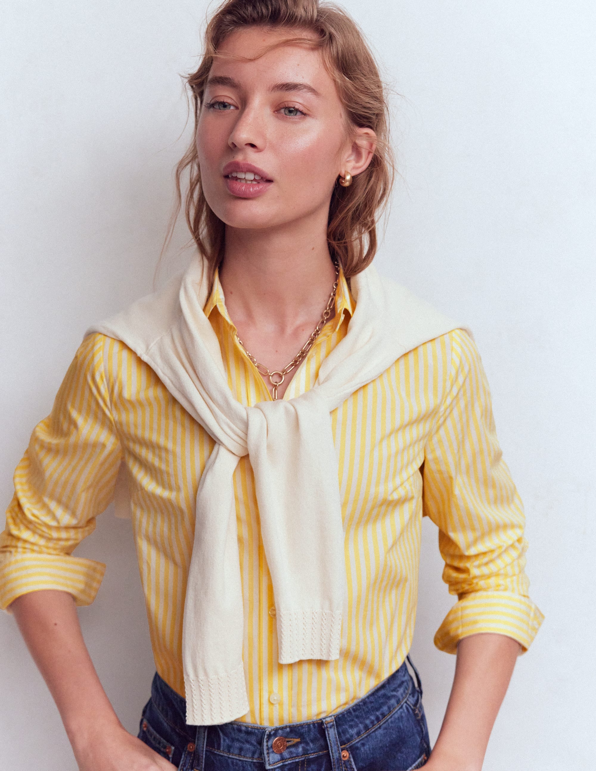 Chemise Sienna en coton-Rayé fin jaune - Image 5