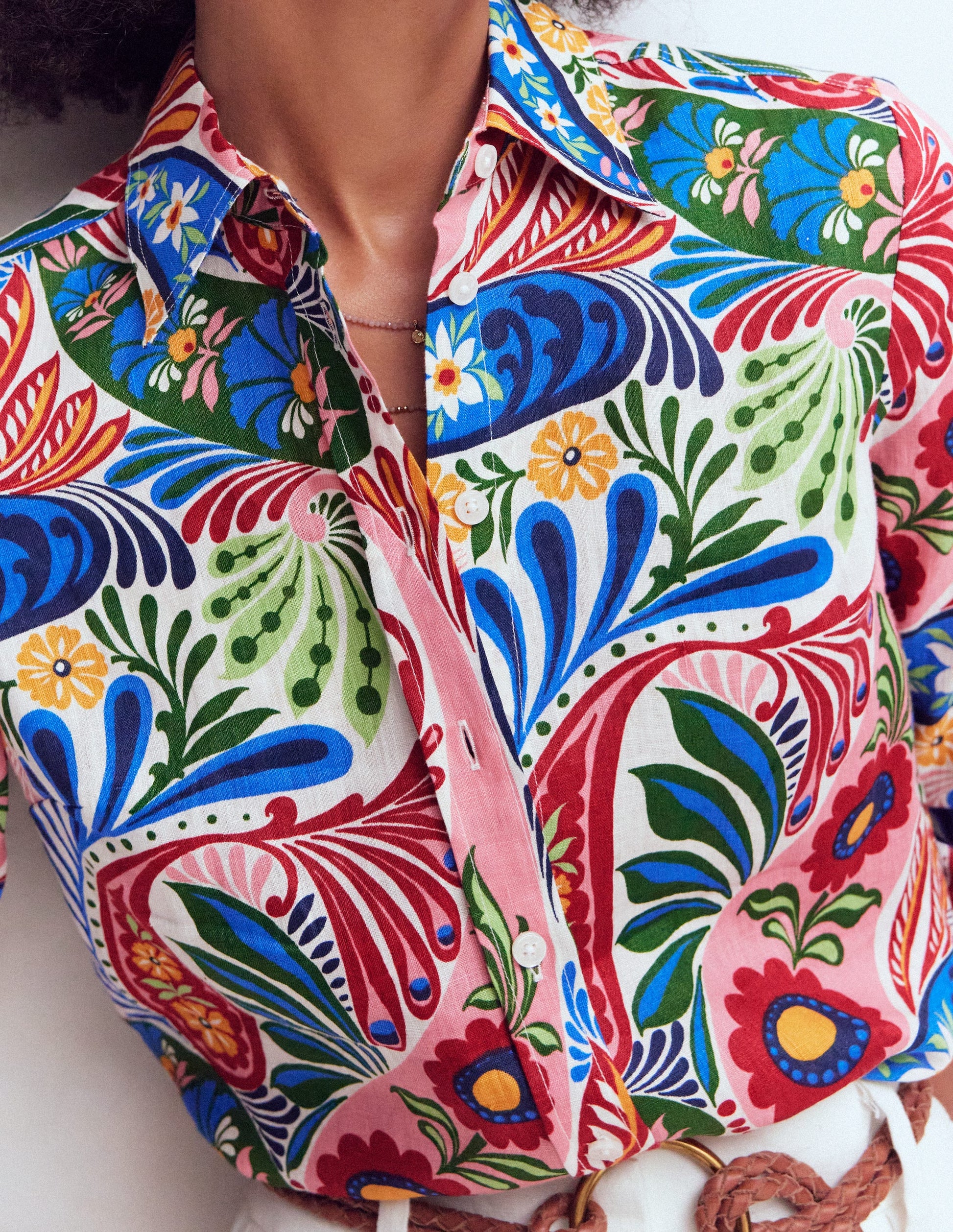 Sienna Leinenhemd-Bunt, Verwunschenes Paisleymuster-4