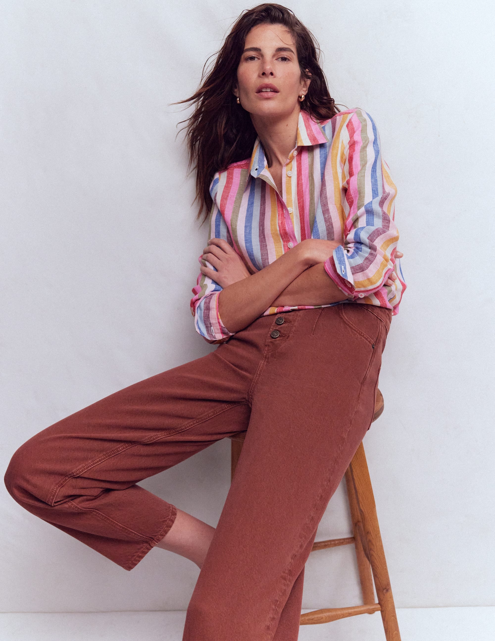 Sienna Leinenhemd-Rosa, Grün, Lila Bunt - Image 1