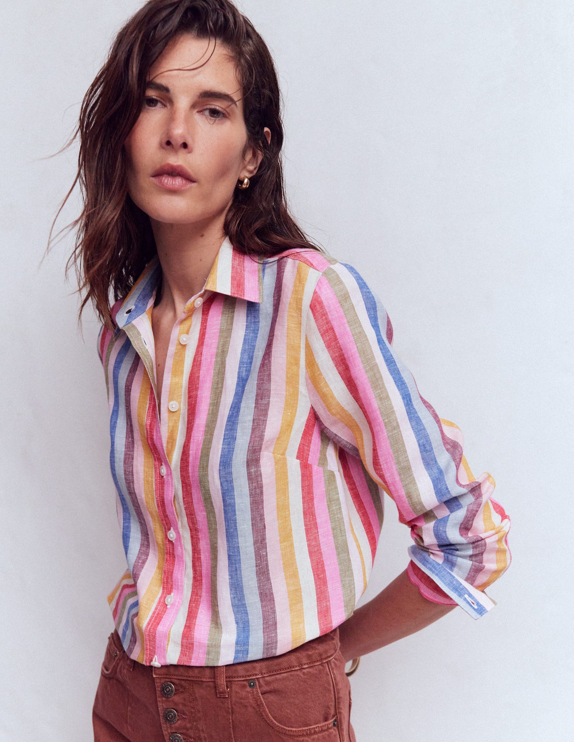 Chemise Sienna en lin-À Rayures Multicolores-5