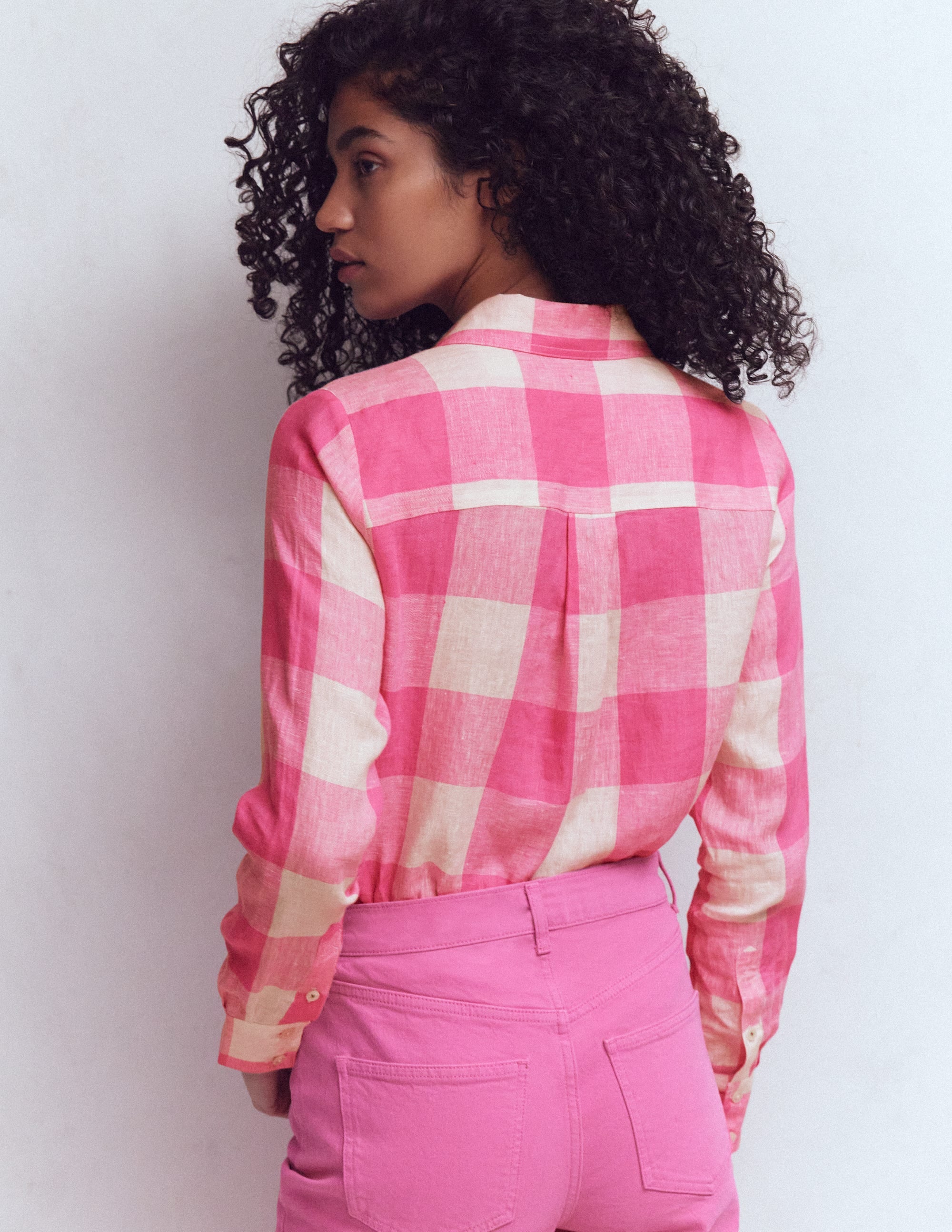 Sienna Leinenhemd-Kräftiges Rosa Vichykaro - Image 3