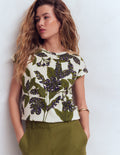 Bedrucktes T-Shirt mit Flammgarn-Blattmuster