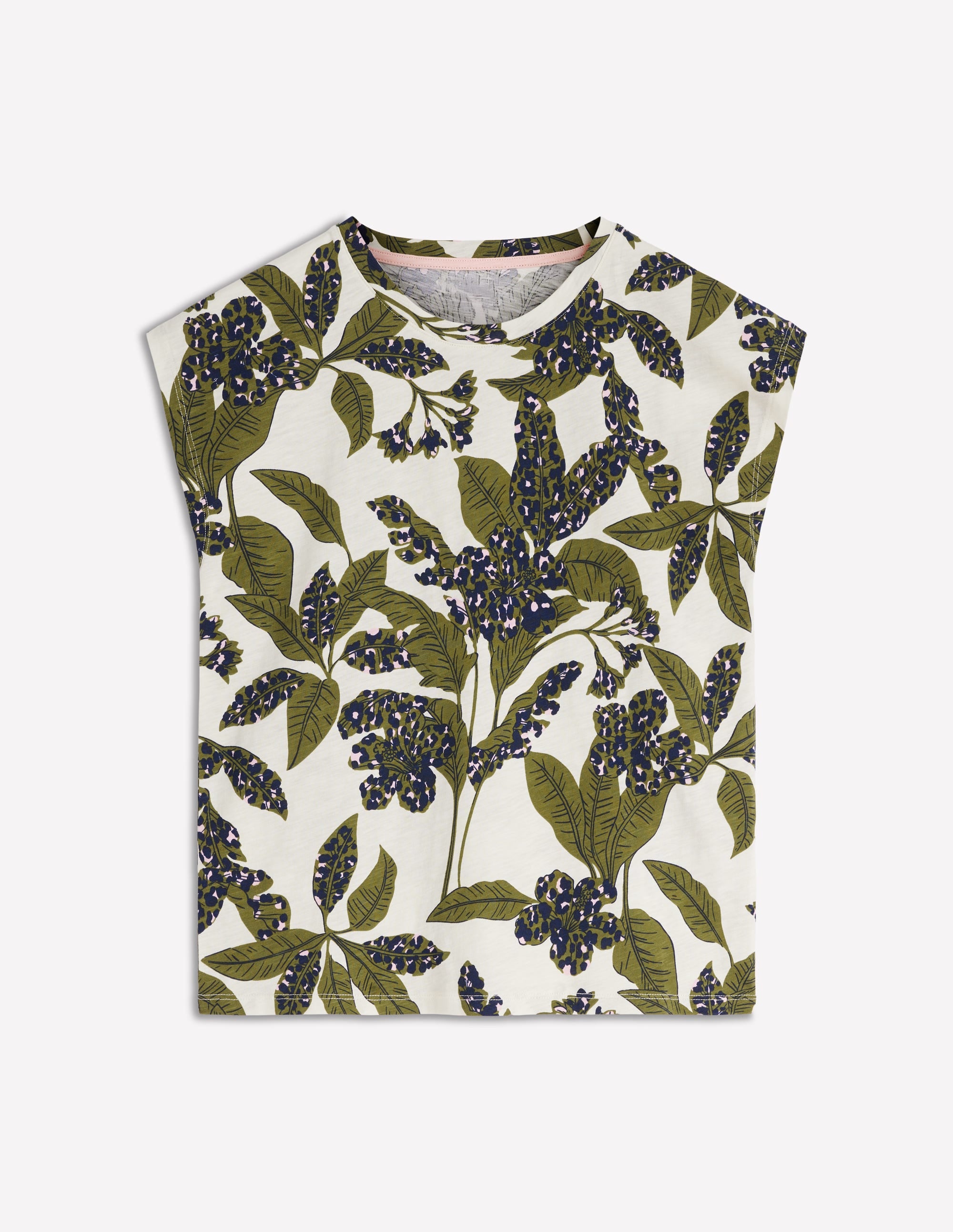 Louisa Slub T-Shirt-Leaf Print - Image 5