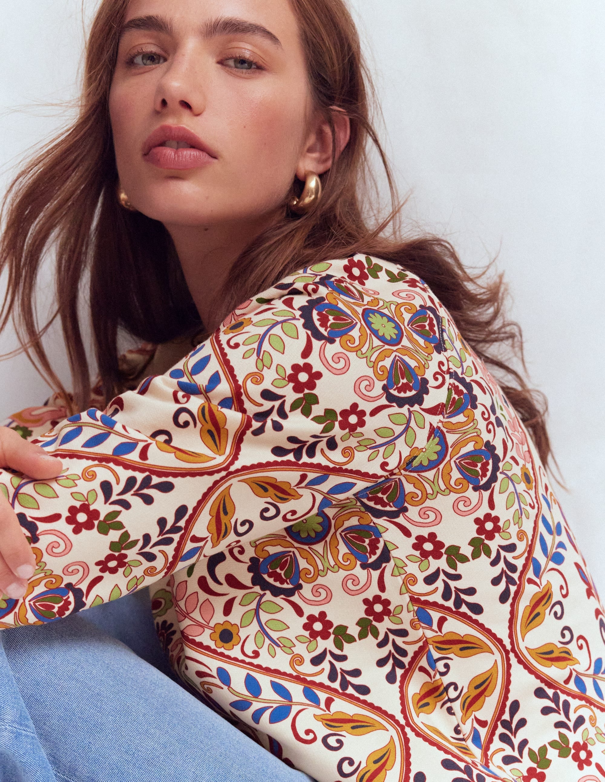 Rosa Bedrucktes Sweatshirt-Bunt, Verwunschene Gardenie - Image 1