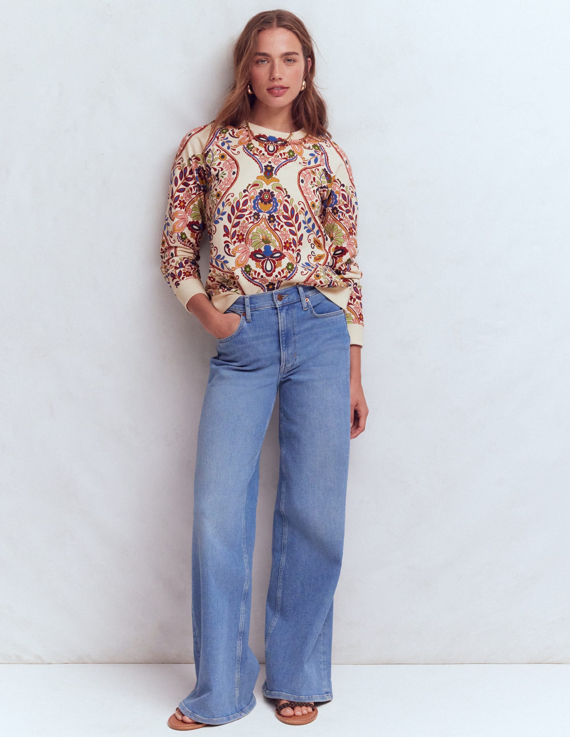 Rosa Bedrucktes Sweatshirt-Bunt, Verwunschene Gardenie - Image 4