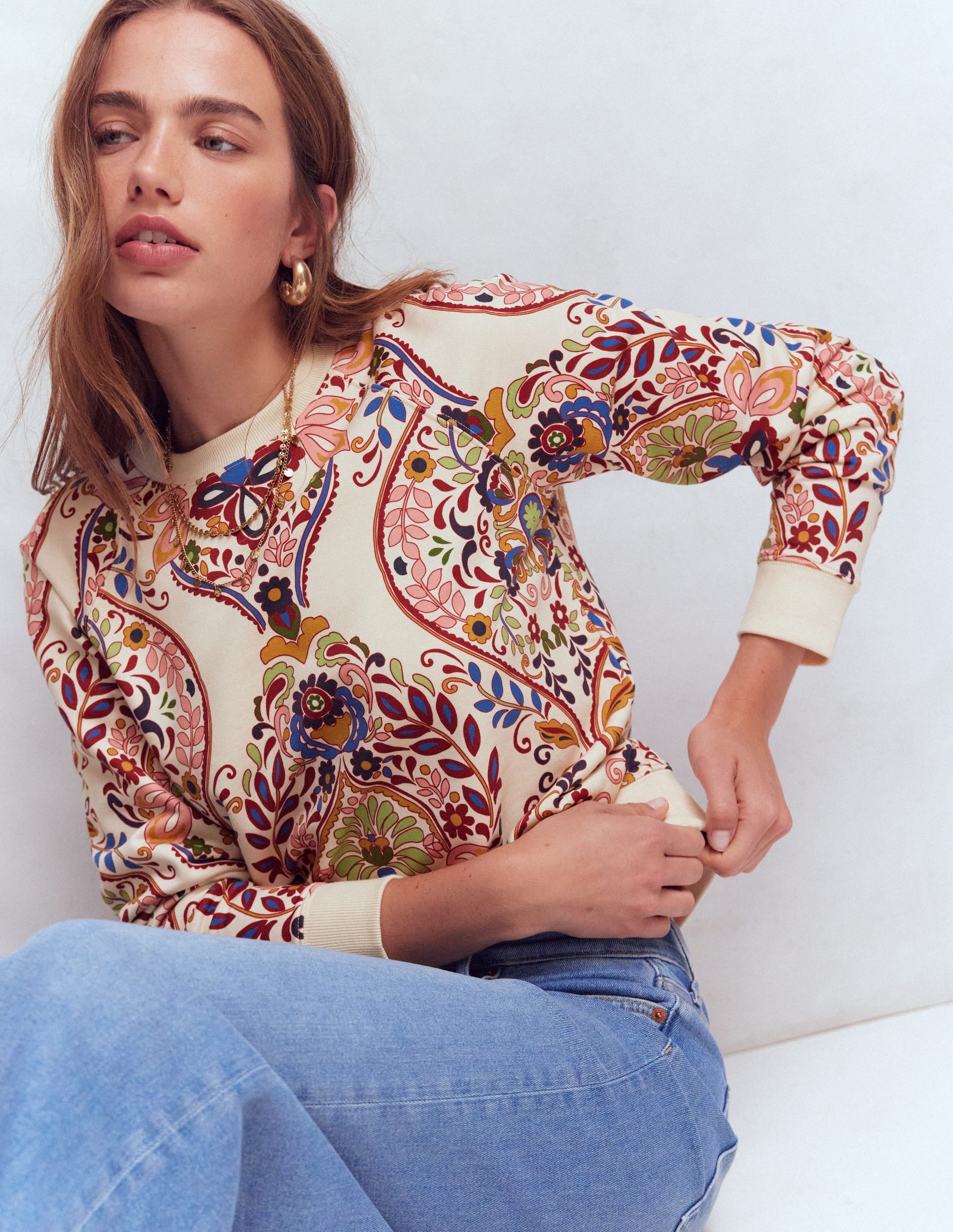Rosa Bedrucktes Sweatshirt-Bunt, Verwunschene Gardenie - Image 5