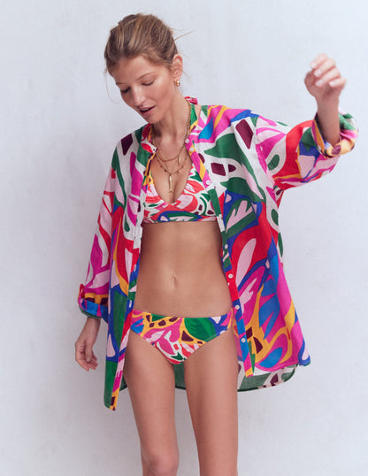 Langes Leinenhemd-Bunt, Blattkaskade-3