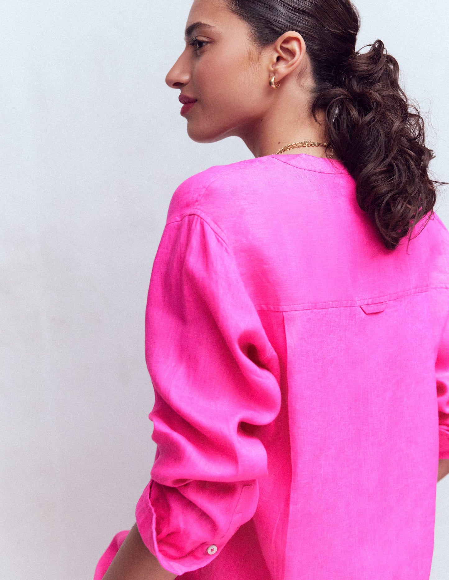 Chemise longue en lin-Knalliges Stiefmütterchen