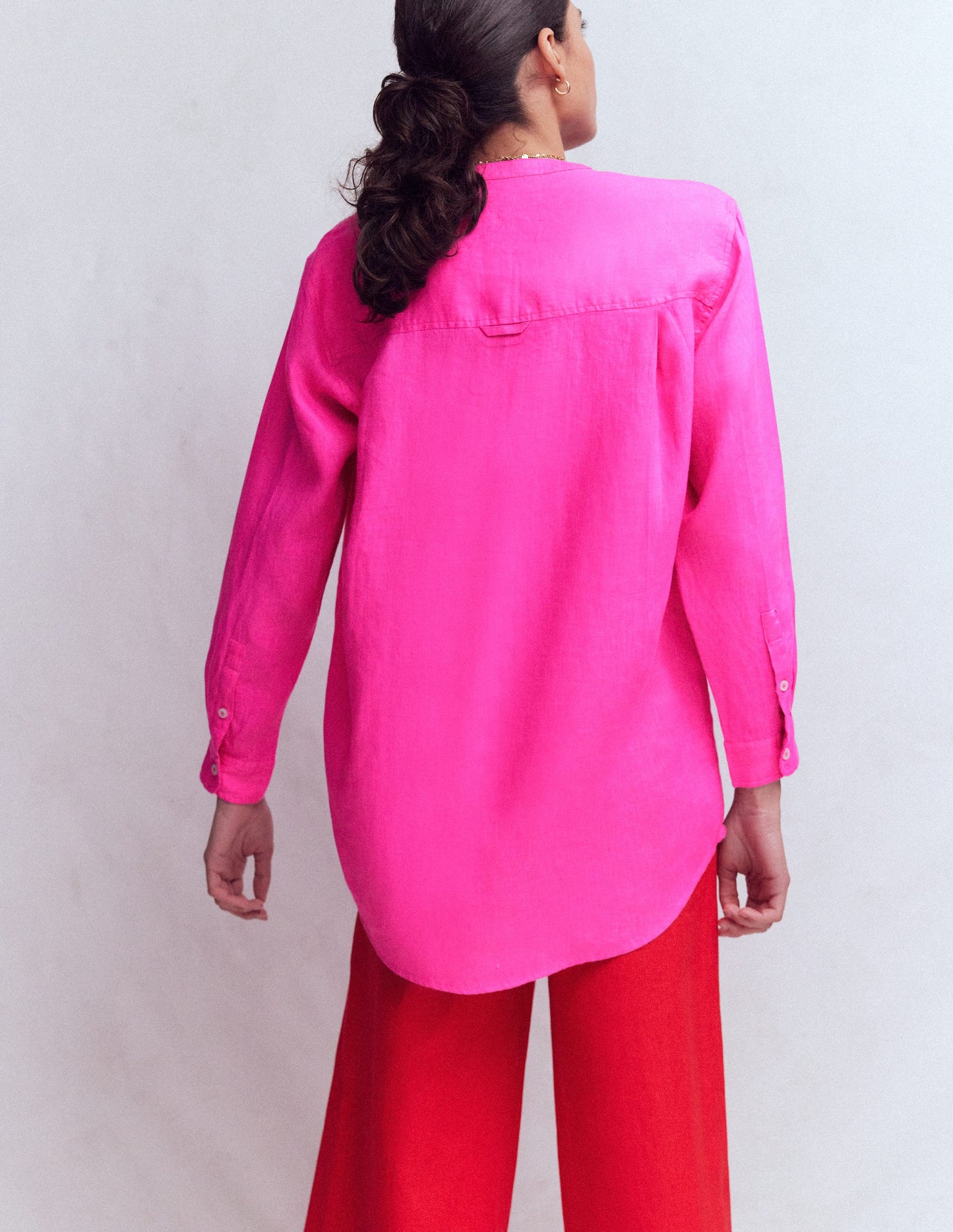 Chemise longue en lin-Knalliges Stiefmütterchen