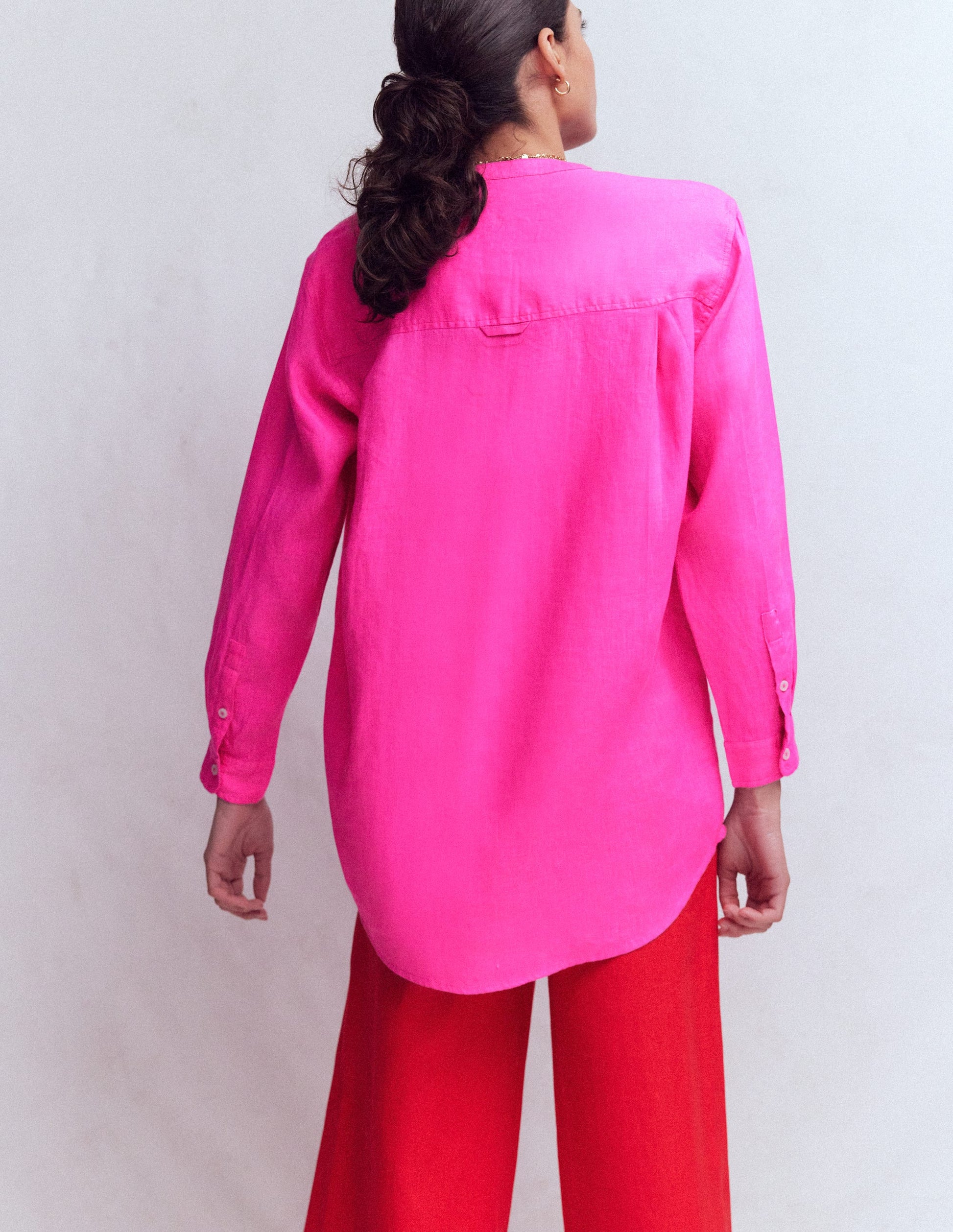 Chemise longue en lin-Knalliges Stiefmütterchen-3