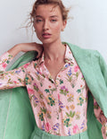 Chemise Sara en soie-Rose français, motif Delicate Blossom