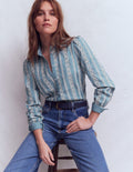 Chemise Cara en jean-Broderie anglaise bleue
