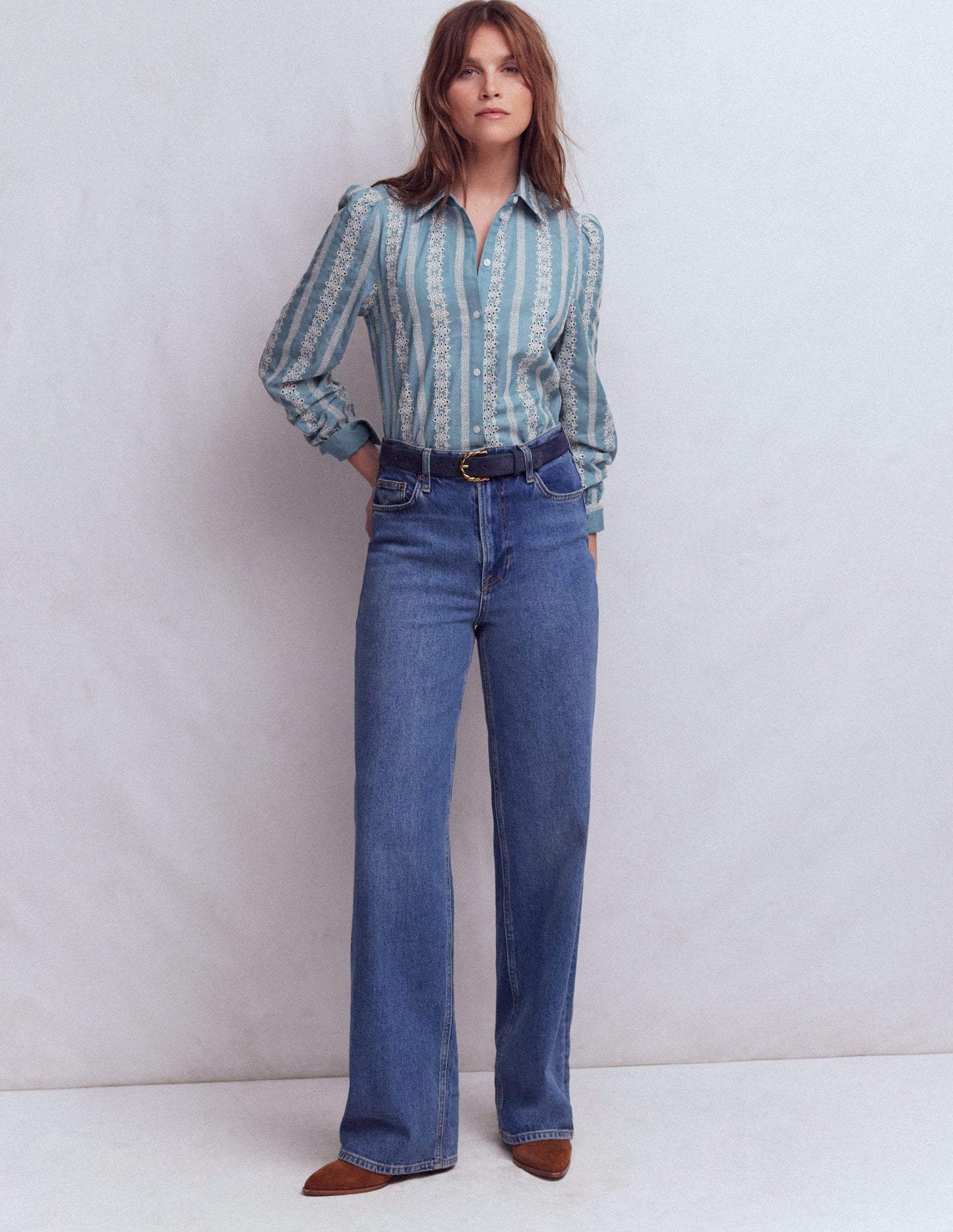 Chemise Cara en jean-Broderie anglaise