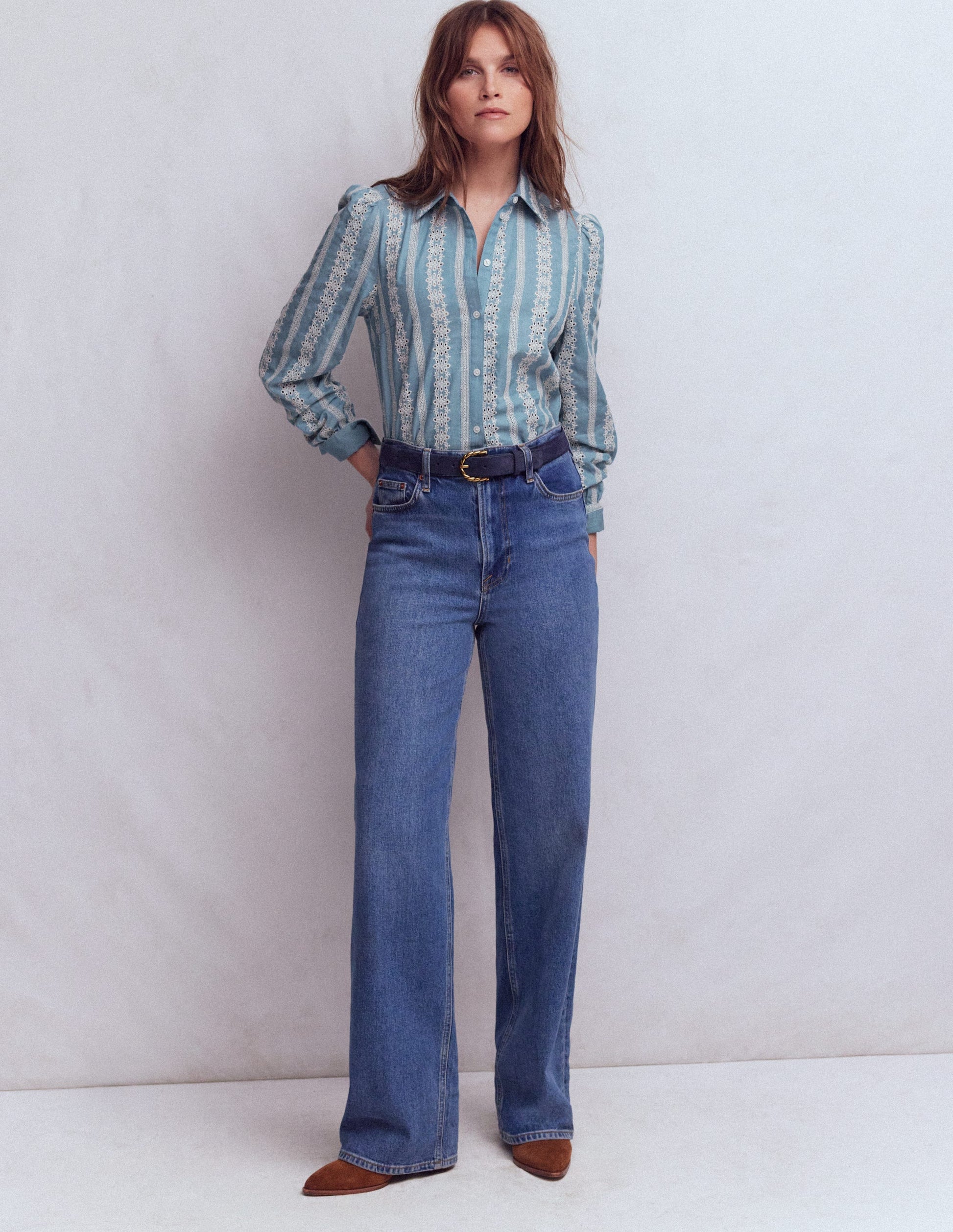 Chemise Cara en jean-Broderie anglaise-4