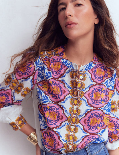 Alicia Linen Top-Multi, Ornamental Garden-2