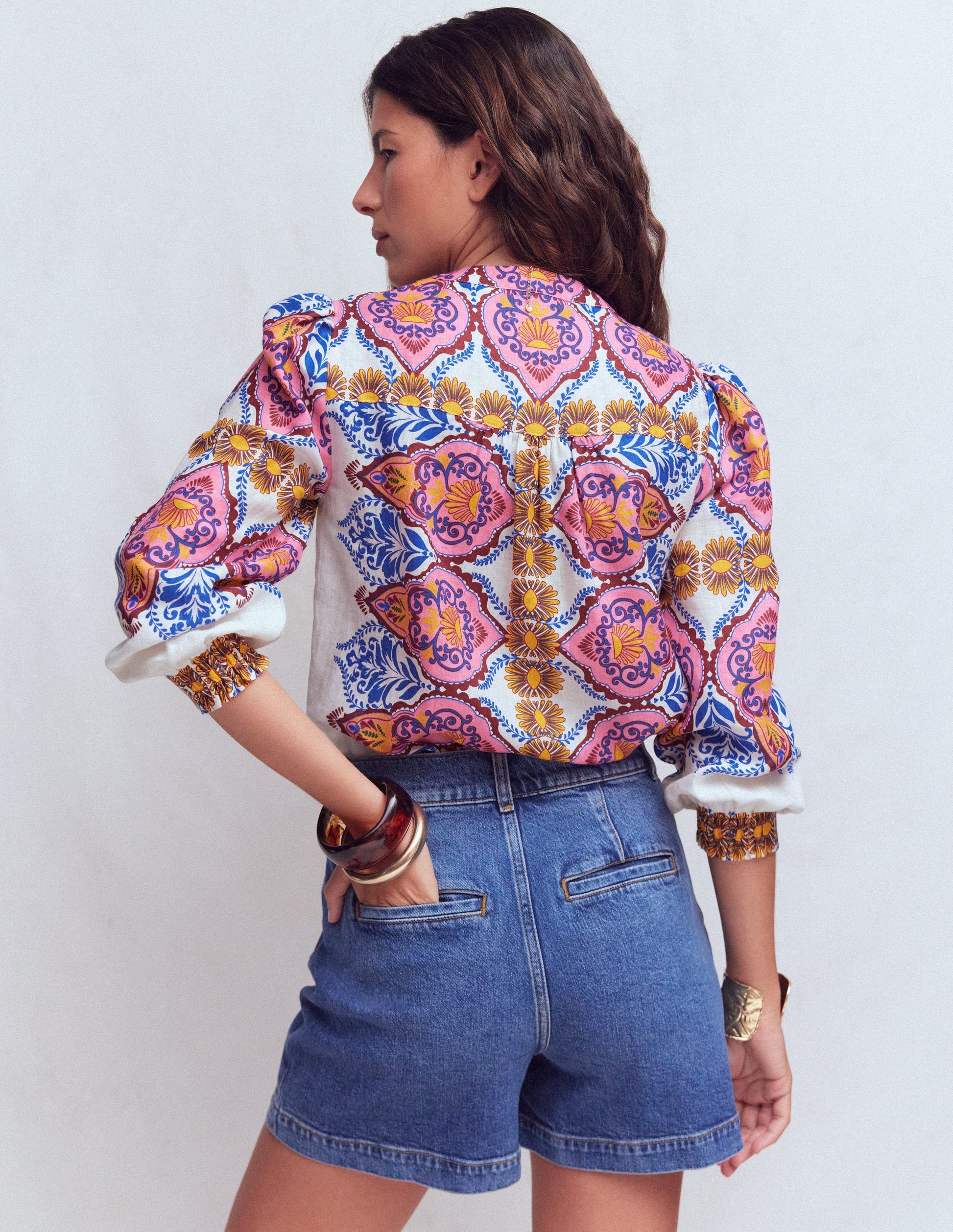 Alicia Linen Top-Multi, Ornamental Garden-3