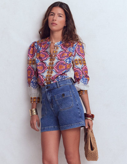 Alicia Linen Top-Multi, Ornamental Garden-4
