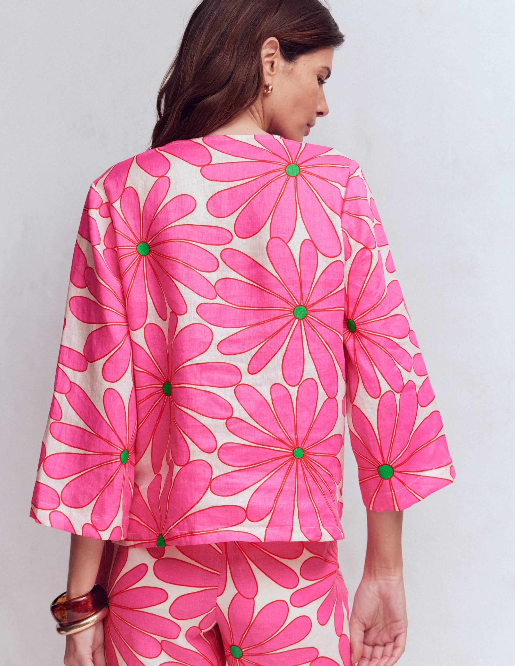 Cleo Leinenoberteil-Rosa, Gänseblümchen - Image 3