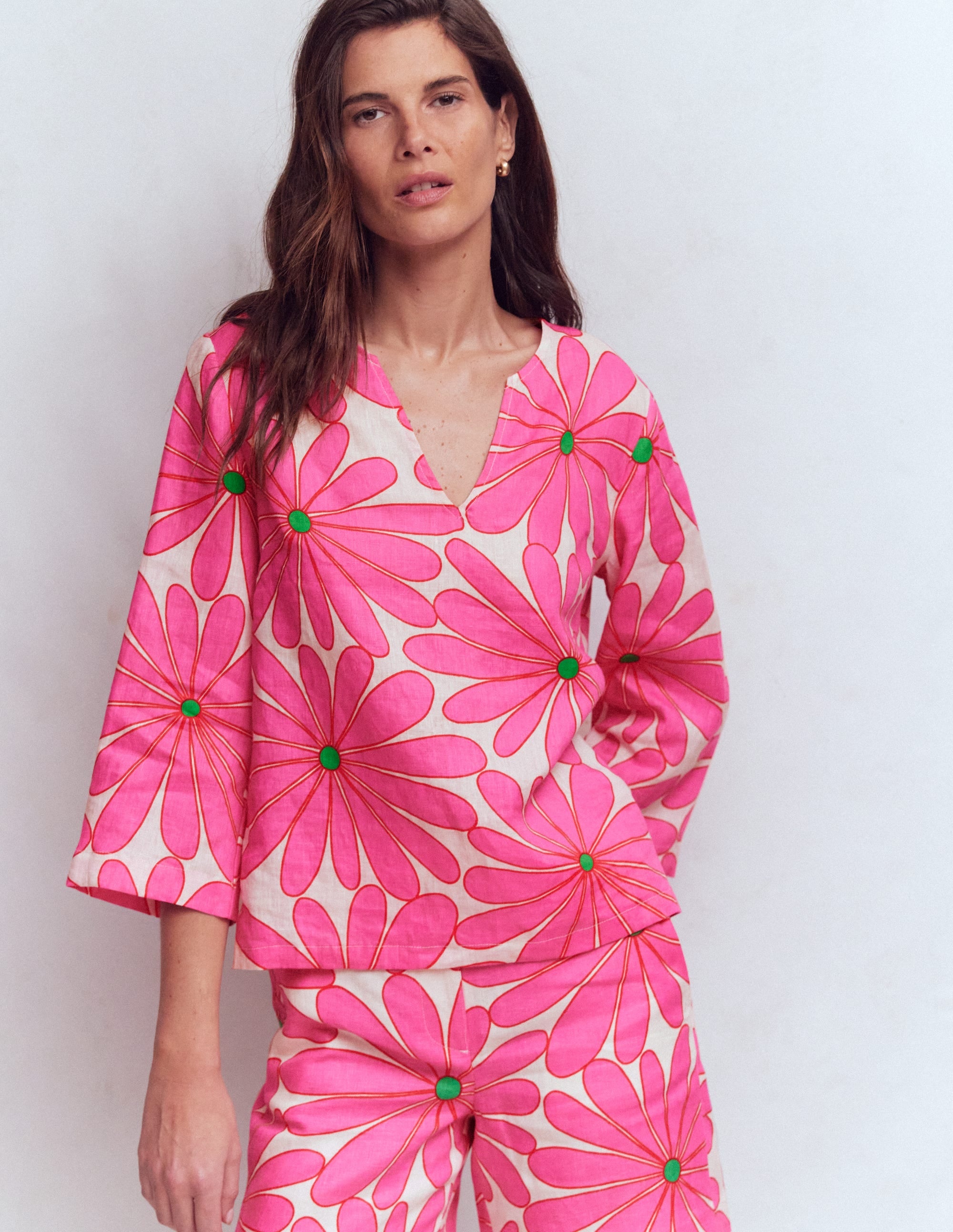 Cleo Leinenoberteil-Rosa, Gänseblümchen - Image 4