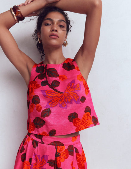 Top zum Überwerfen für besondere Anlässe-Bunt, Kunstvolle Blüten