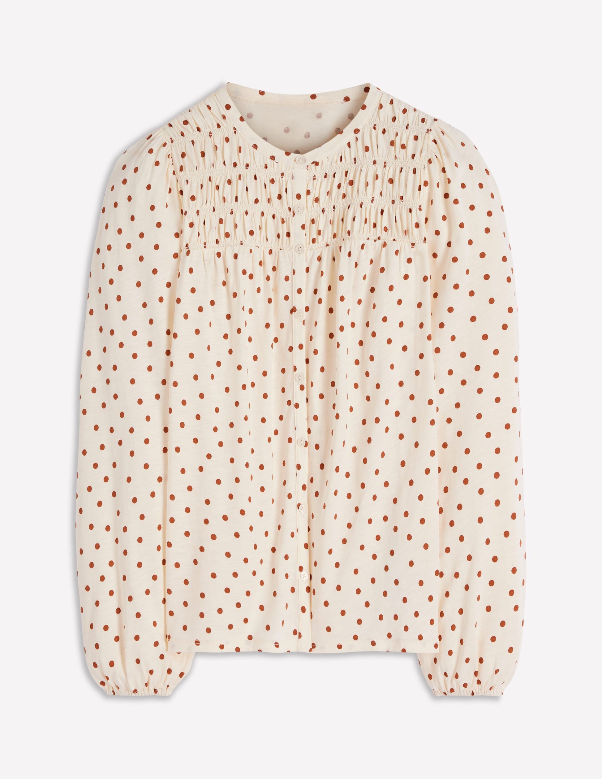 Mya Gesmoktes Jerseyhemd-Ingwer, Gemalte Tupfen-5