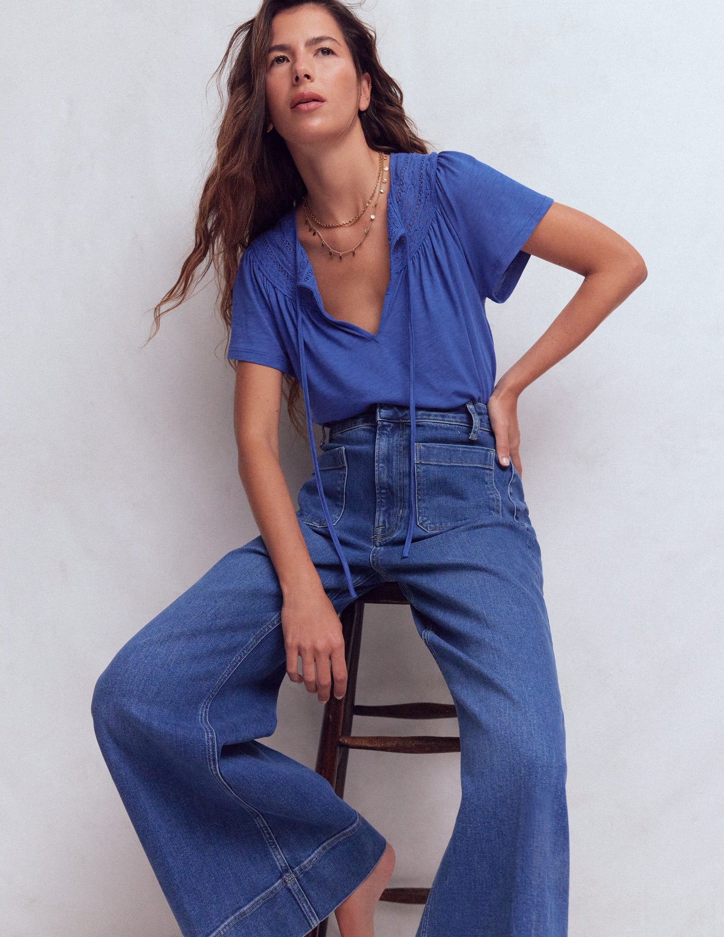 Edi Trim Detail T-shirt-Beaucoup Blue