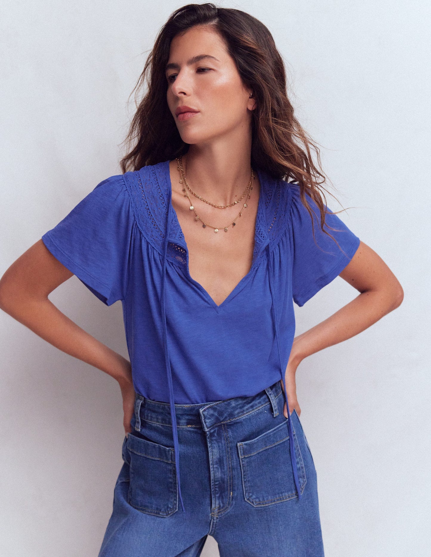 Edi Trim Detail T-shirt-Beaucoup Blue