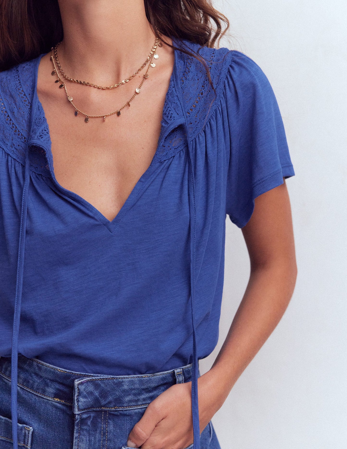 Edi Trim Detail T-shirt-Beaucoup Blue