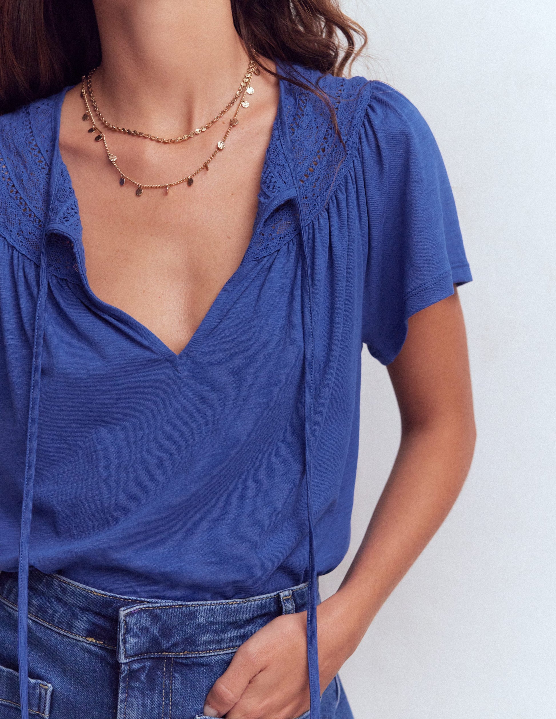 Edi Trim Detail T-shirt-Beaucoup Blue-6