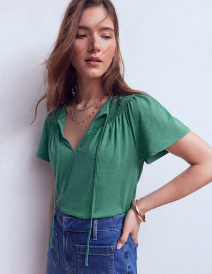 Edi T-Shirt mit Besatz-Meeresblau-1