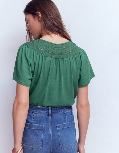 Edi T-Shirt mit Besatz-Meeresblau-3