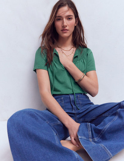 Edi T-Shirt mit Besatz-Meeresblau-4