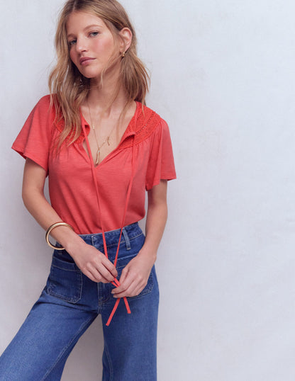 Edi T-Shirt mit Besatz-Porzellan Rose-3