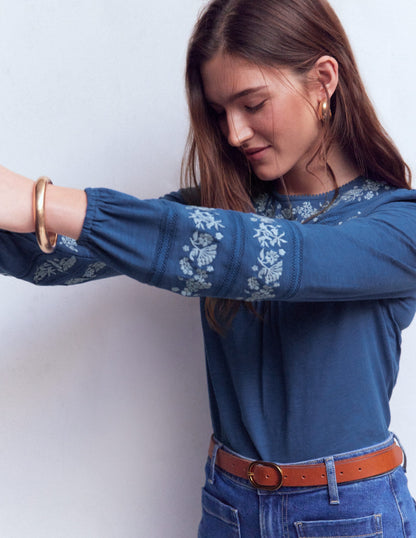 Rosie Besticktes Jersey-Oberteil-Klassisches Marineblau-5