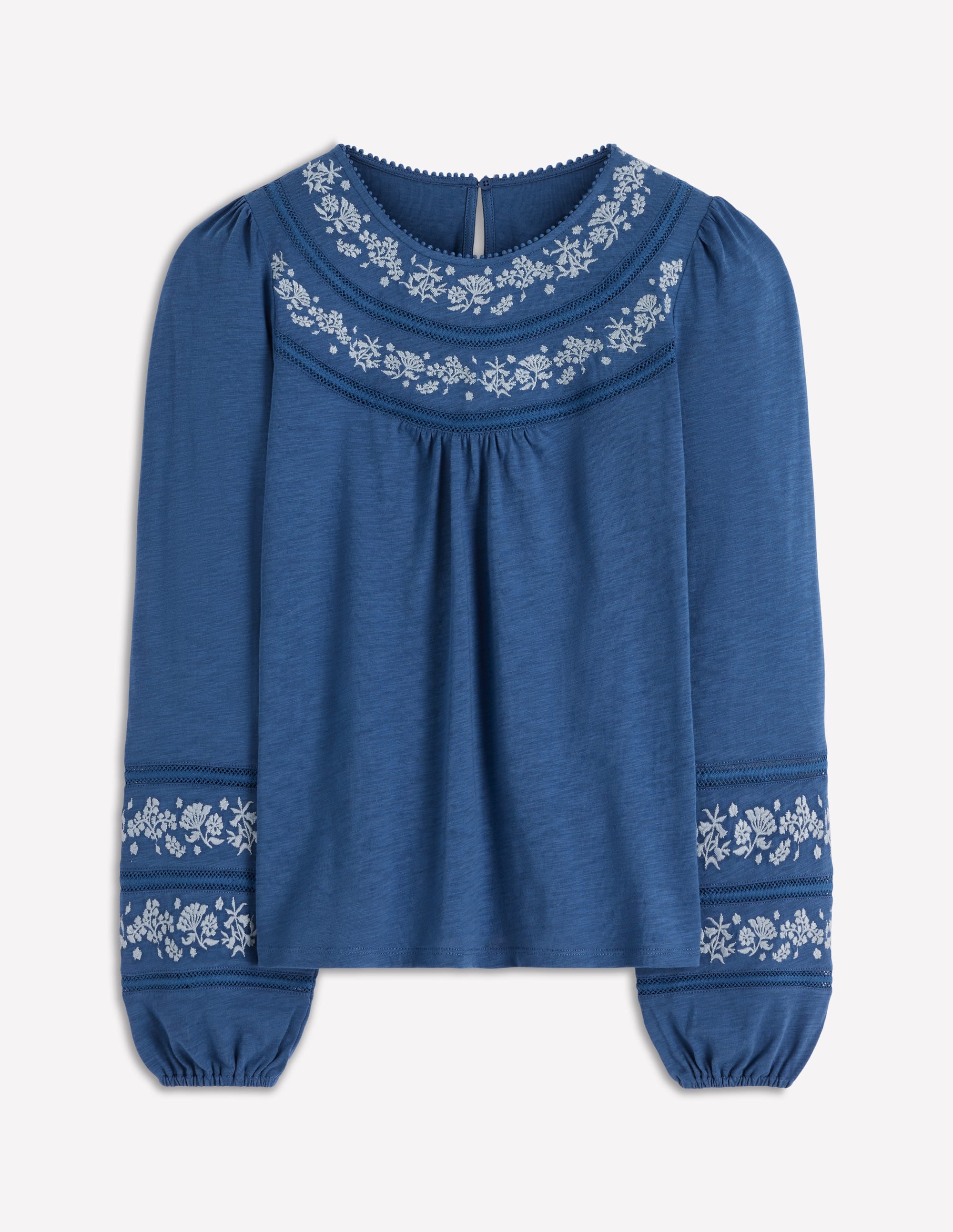 Rosie Besticktes Jersey-Oberteil-Denim-Blau - Image 6