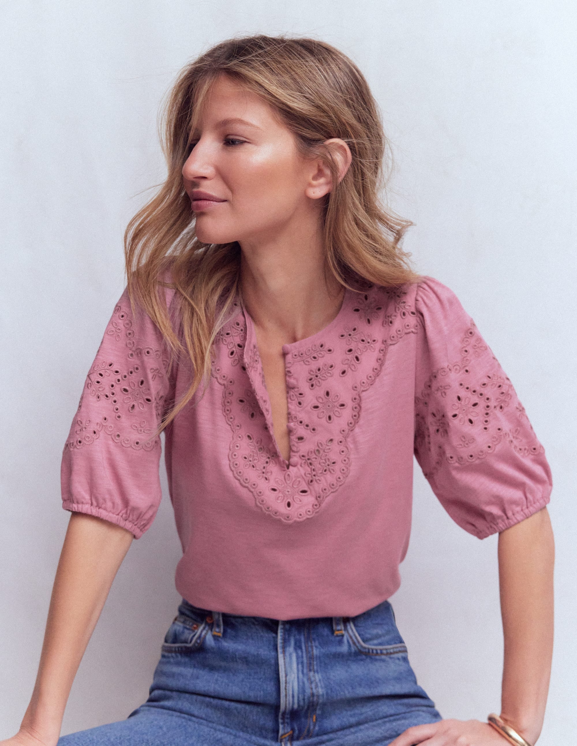 Top Ada à broderie anglaise-Lilas - Image 1