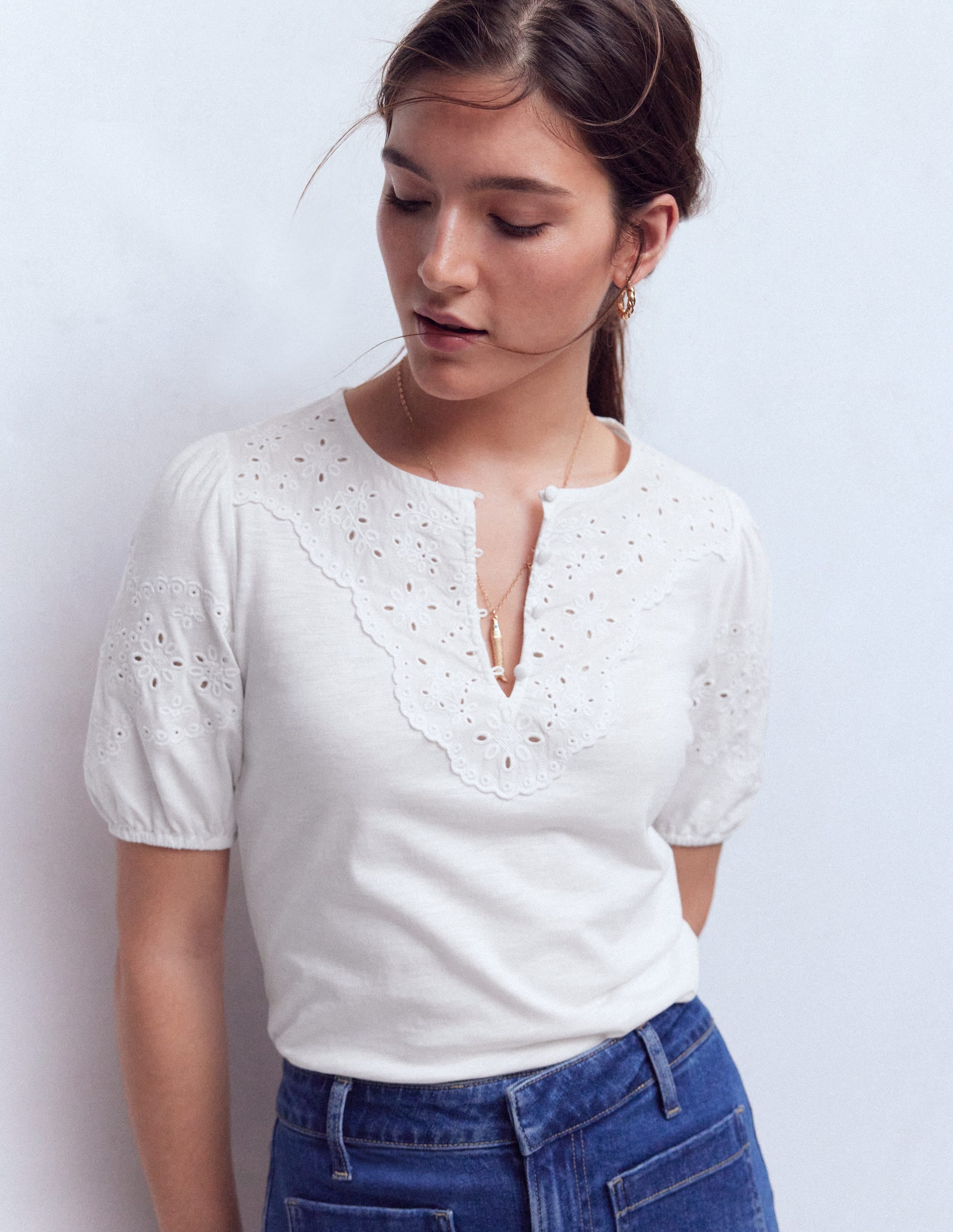 Top Ada à broderie anglaise-Blanc - Image 4