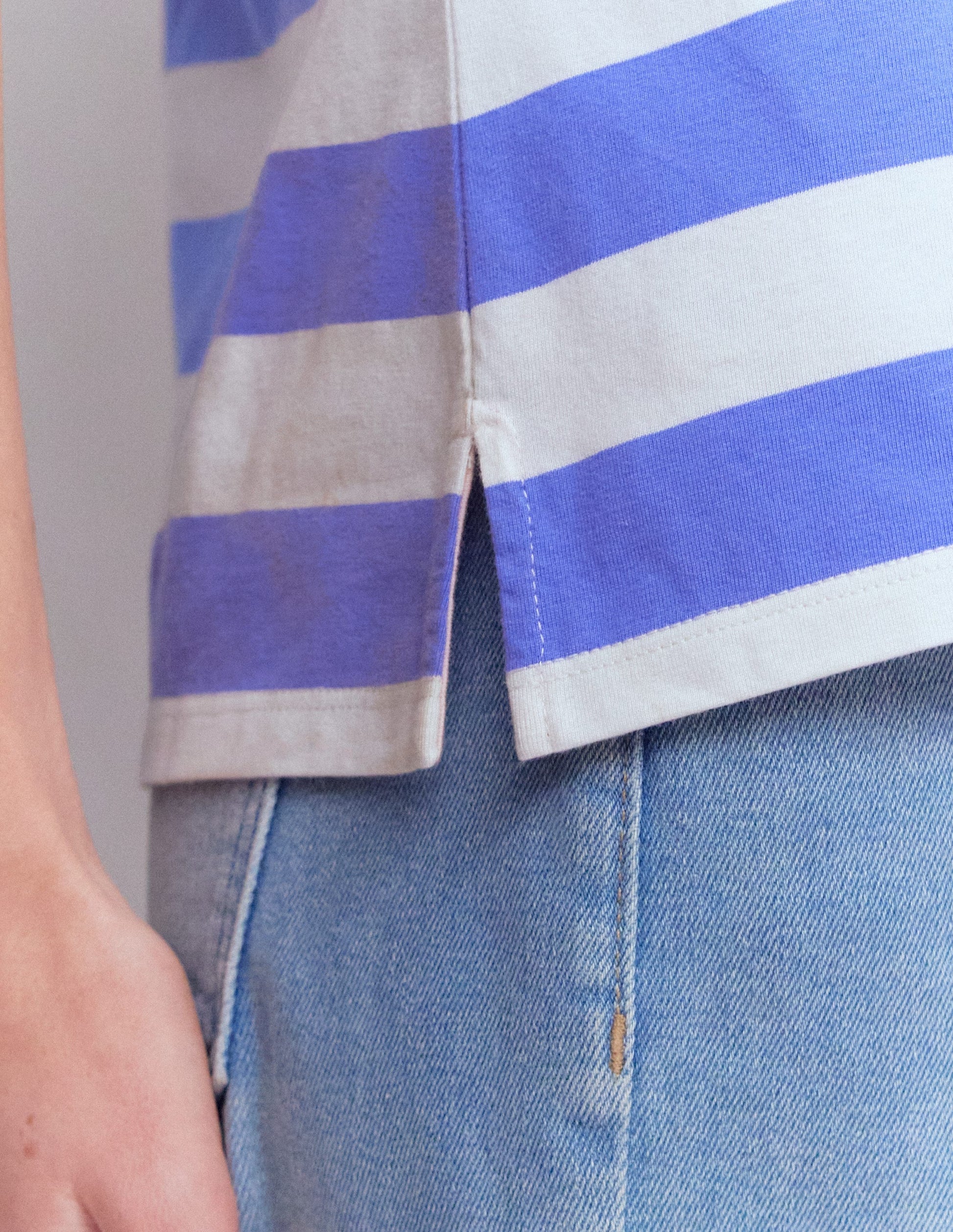 Olivia Kurzärmliges Bretonshirt-Baja-Blau und Naturweiß Streifen-2