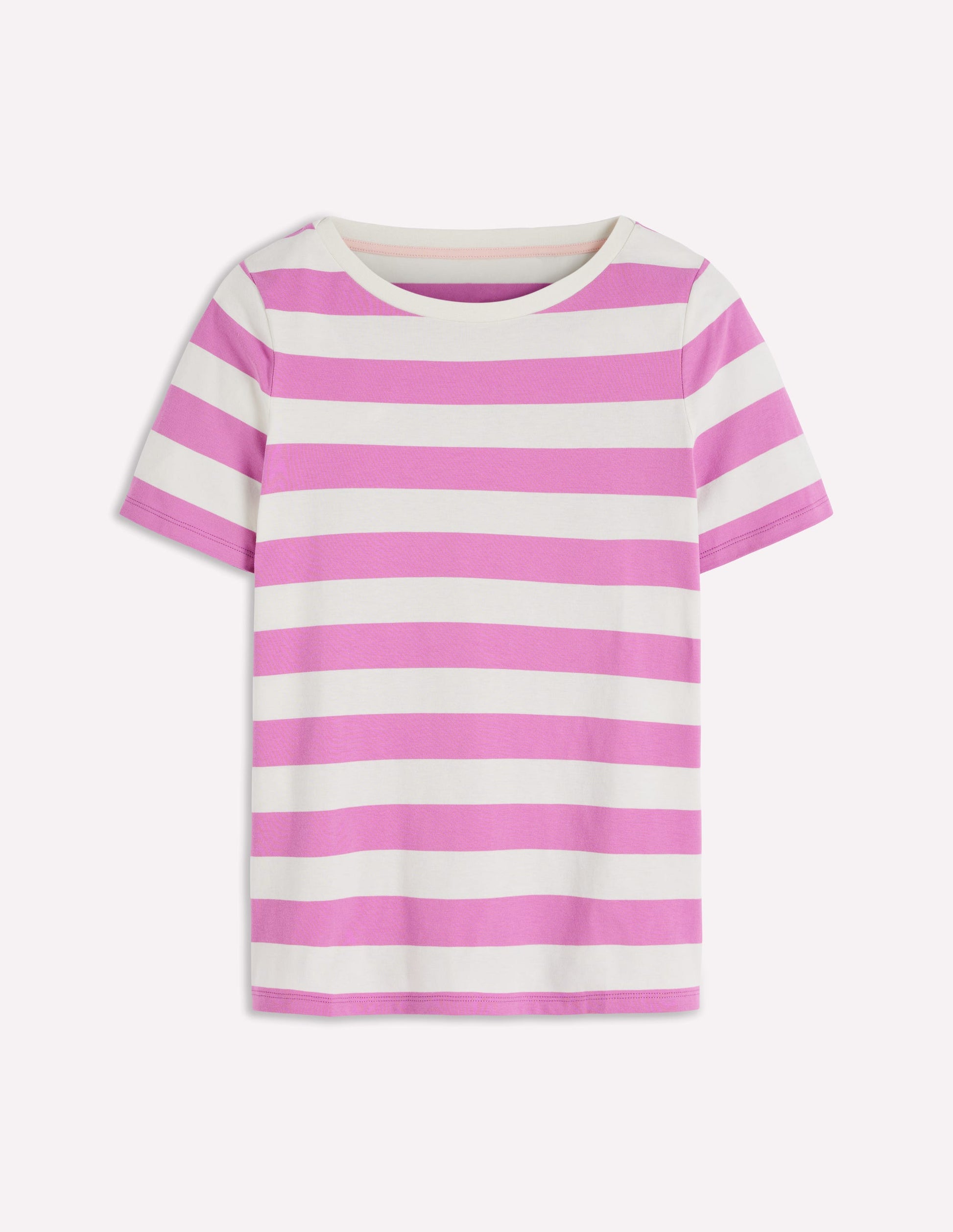 Olivia Kurzärmliges Bretonshirt-Rotklee-Rosa und Naturweiß Streifen-6